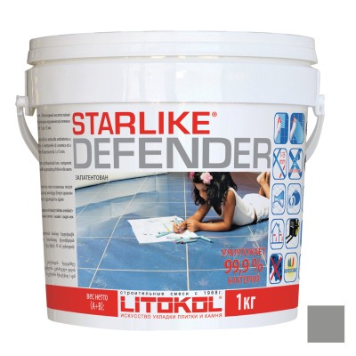 Starlike Defender затирочная смесь (Литокол Старлайк Дефендер) C.480 (Ardesia / Серебристо-Серый), 1кг