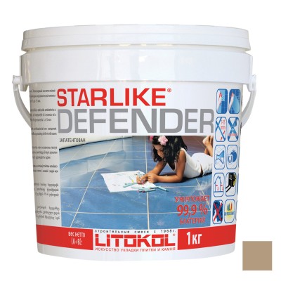 Starlike Defender затирочная смесь (Литокол Старлайк Дефендер) C.490 (Tortora / Серо-Бежевый), 1кг