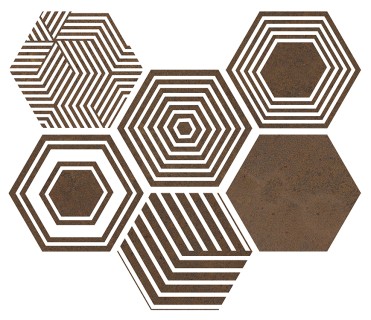 Керамогранит ITT Ceramic Pier17 Hexa Copper (10 вариаций рисунка) 23,2x26,7