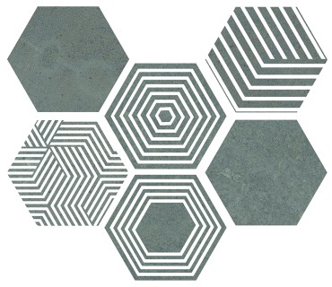 Керамогранит ITT Ceramic Pier17 Hexa Turquoise (10 вариаций рисунка) 23,2x26,7