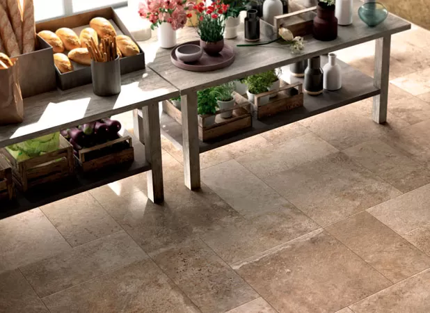 Плитка Marca Corona коллекция Springstone в интерьере ресторана.