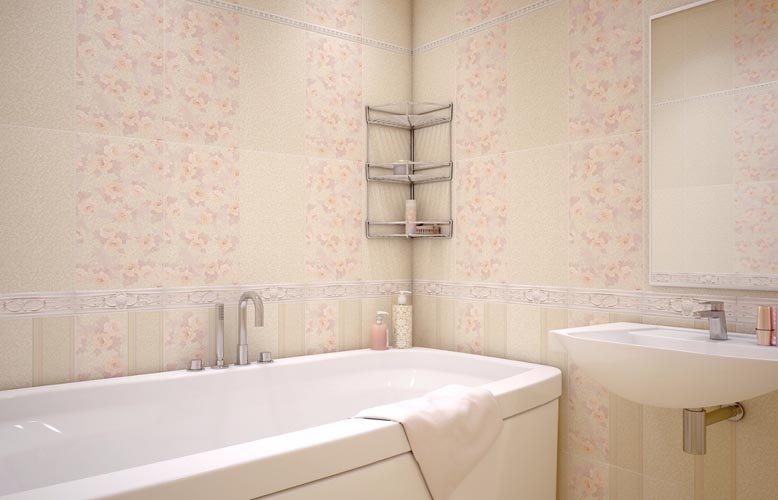 Плитка AltaCera Flowers в интерьере ванной комнаты
