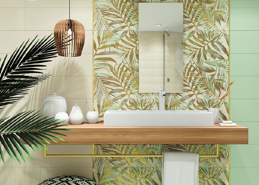 Плитка AltaCera Palm в интерьере ванной комнаты