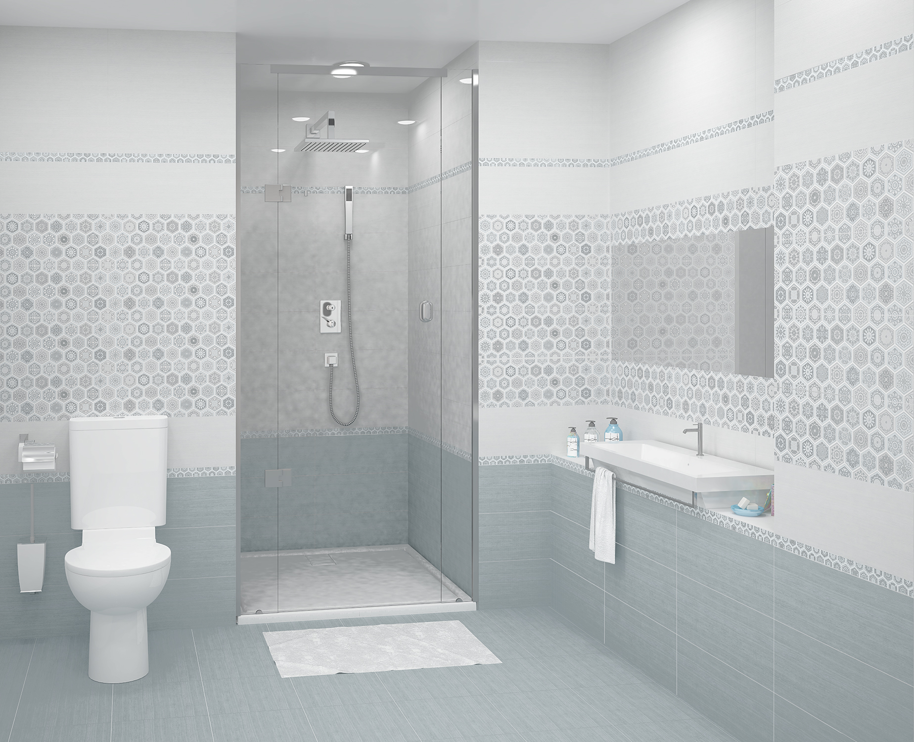 Плитка Azori Riviera в интерьере ванной комнаты